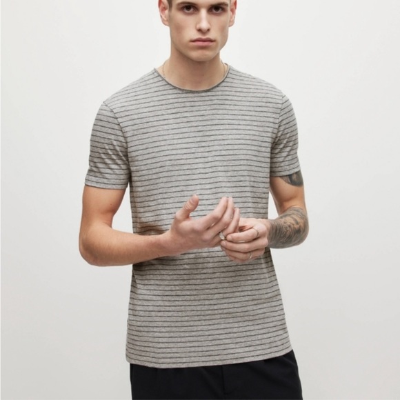 NWT All Saints Windle SS Crew Chalk/Mirage Blue Size Small - Picture 2 of 7